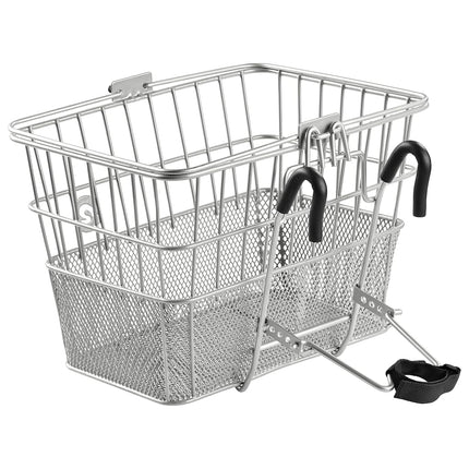 Retrospec Apollo Detachable Front Bike Basket Steel Half-Mesh with Integrated Detachable Hooks and Built-in Handle, Easy Assembly and Portability for Bicycles