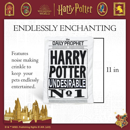 Harry Potter Daily Prophet Newspaper Crinkle Pet Toy - Plush Crinkling Toys for all Dogs, Officially Licensed Design, 11 Inch