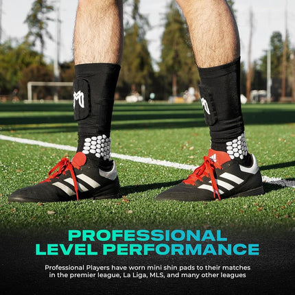 MediCaptain Mini Shin Guards Soccer – Built in Shin Pad Sleeves for Mens, Women, Teens - Small Shin Guards - Lightweight, Breathable Shin Defender Leg Protection (Blue, Mini)