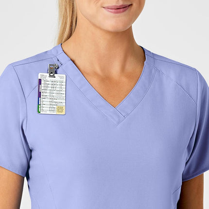 WonderWink 6155ACEILXL W123 Women's Stylized V-Neck Top, Ceil Blue, Standard-XL Size