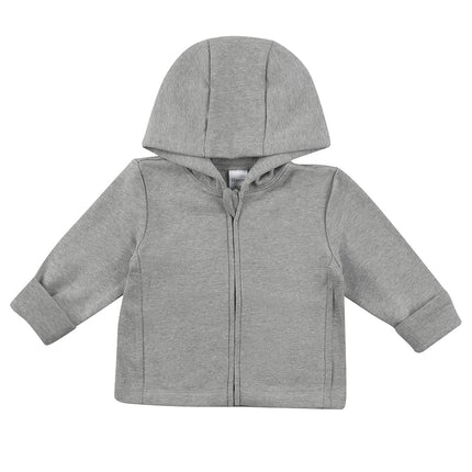 Hanes, Zippin Soft 4-Way Stretch Fleece Hoodie, Babies and Toddlers, Medium Heather Grey, 0-6 Months