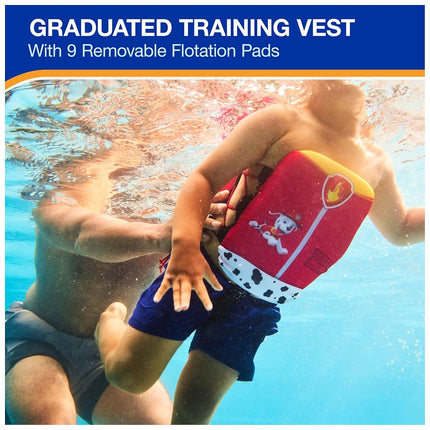 SwimWays Paw Patrol Power Swimr Kids Swim Vest with Adjustable Pool Float for Swimming Training Medium