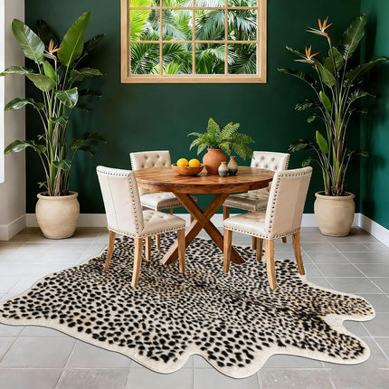 Leopard Print Rug Cheetah Rug 5ft x 7ft Large Faux Cowhide Animal Cheetah Pattern Rug for Bedroom Living Room Home Office