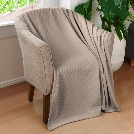 Superior Diamond Weave All-Season Cotton Blanket, Cover for Home, Couch, Bed, Soft, Warm Blankets, Boho Aesthetic, Comfy, Cozy, and Cute Covers, Decorative Bedding Essentials, Throw Size, Khaki