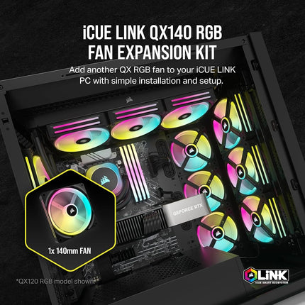 Corsair iCUE LINK QX140 RGB 140mm Magnetic Dome RGB Single Fan - Black