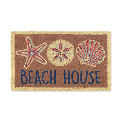 DII Tapis de Paillasson Naturel en Fibre de Coco, 45x76 cm, Maison de Plage, Intérieur/Extérieur, Collection Fun Greetings