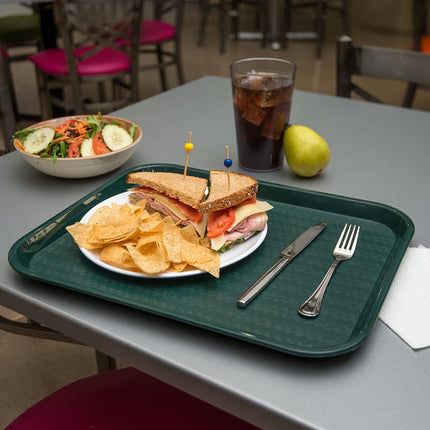 Plateau de cafétéria Carlisle FoodService Products Cafe Fast Food avec surface à motifs pour cafétérias, restauration rapide et salle à manger, plastique, 35,6 x 45,7 cm, vert forêt (lot de 12)
