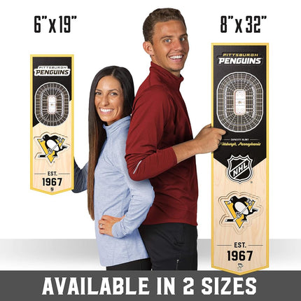 YouTheFan NHL Pittsburgh Penguins - PPG Paints Arena 3D Banner, Team Colors, 6" x 19"
