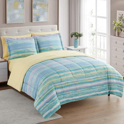 Juego de edredón de 7 piezas Sweet Home Collection, color liso, manta de microfibra suave para todas las estaciones y sábanas de microfibra de lujo, Sorento, matrimonial