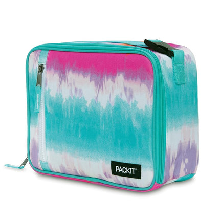 PackIt Freezable Insulated Lunch Box - Collapsible and Reusable with Zip Closure | Gel-Lined Walls | Compact Fold Flat & Freeze Design | Leak-Proof | BPA-Free | Buckle Handle | Tie Die Sorbet