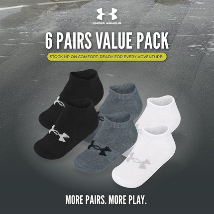 Under Armour Boys' Multi Pack Sock, Grey Low Cut, 2-4 Years (Pack of 6)
