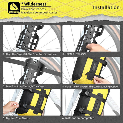 Rhinowalk Bike Front Fork Bag Waterproof Bike Pannier Saddle Bag 6.5L for E-Scooter Mountain Bike Road Bike Accessories-Black(1 pcs)