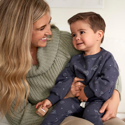 Gerber Baby Boys Toddler 2-piece Fleece Sweatshirt and Jogger Set, Navy Space, 2T