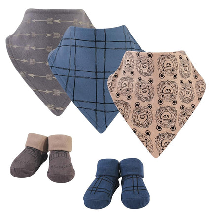 Hudson Baby Unisex Baby Bib & Sock Set, Black Bear, 0-9 Months
