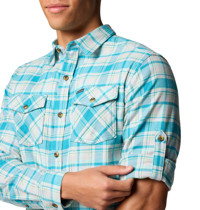 Chemise à manches longues à carreaux en flanelle Bearmouth Springs Roll Up Columbia pour homme, Deep Marine Multi Plaid, TP