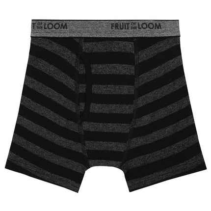 Fruit of The Loom Boys' Tag Free Cotton Boxer Briefs, Boy - 10 Pack - Traditional Fly Stripes, Medium