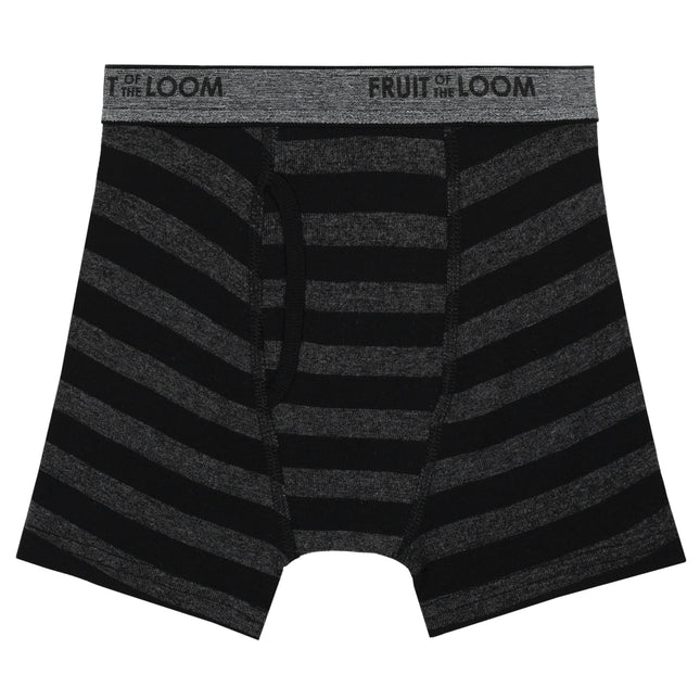 Fruit of The Loom Boys' Tag Free Cotton Boxer Briefs, Boy - 10 Pack - Traditional Fly Stripes, Medium