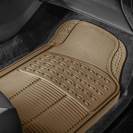 FH Group Automotive Floor Mats Climaproof for All Weather Protection Universal Fit Trim to Fit for Most Cars, SUVs, and Trucks, 3 Row 4pc Full Set Black