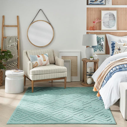 Nourison Versatile Alfombra de Área para Interiores/Exteriores Aqua/Teal 1.83 m x 2.74 m, Fácil de Limpiar, No Suelta Pelo, Dormitorio, Sala, Comedor, Terraza, Patio Trasero, Patio, Área de Alto Tráfico (1.83x2.74)