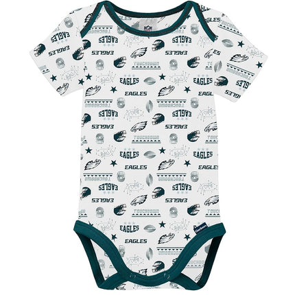 NFL Philadelphia Eagles Boys 20183 Pack Short Sleeve Variety Bodysuit, Green, 18 Months