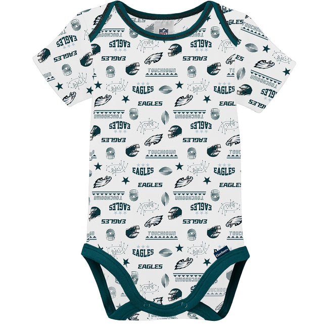 NFL Philadelphia Eagles Boys 20183 Pack Short Sleeve Variety Bodysuit, Green, 18 Months