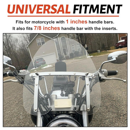 ECOTRIC 18"x16" Clear Universal Windshield Compatible with Harley Davidson