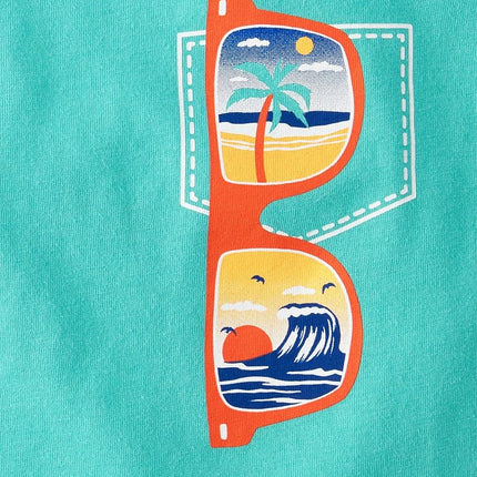 The Children's Place T-shirts graphiques à manches courtes assortis pour bébés et tout-petits garçons, lot multiple, Monster Truck/Requin/Lunettes de soleil/Sable, 3T