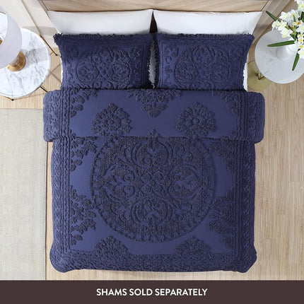 Beatrice Home Fashions Bedspread, Chenille, Navy, Twin
