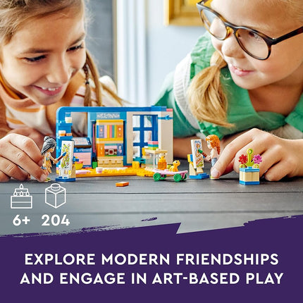 LEGO Friends Liann's Room, Art-Themed Bedroom Playset with Pet Gecko, Liann & Autumn Mini-Dolls, Collectible Toy for Kids, Girls and Boys Aged 6 Plus, Small Gift Idea, 2023 Characters 41739