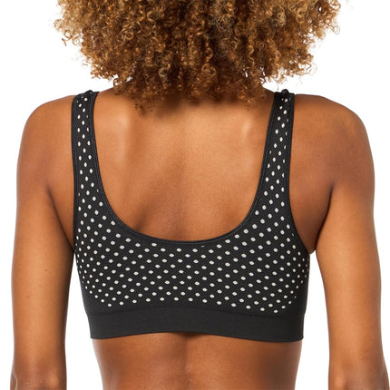 Bali Women's Wireless Bralette Bra, One Smooth U Bras for Women, Seamless Bralettes, No-Bulge, Smoothing, Pullover, Black and White Dot, S