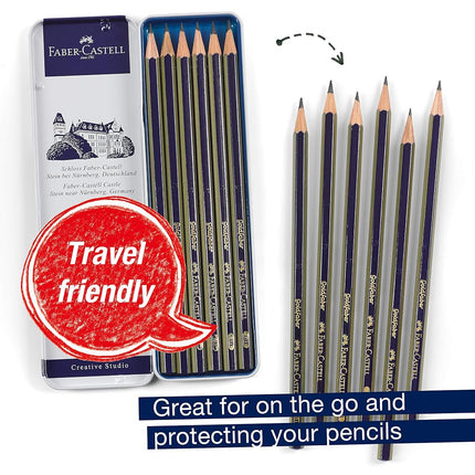 Faber-Castell Graphite Sketch Pencil Set - 6 Graphite Pencils (2H, HB, B, 2B, 4B, 6B), Drawing Pencils and Sketching Supplies