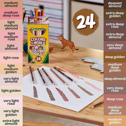 CRAYOLA Colours of the World Pencils - Assorted Colours (Pack of 24) | Colours That Represent Skin Tones from Around the World | Ideal for Kids Aged 3+