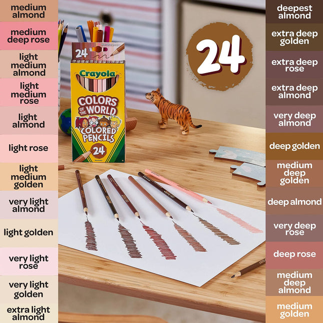 CRAYOLA Colours of the World Pencils - Assorted Colours (Pack of 24) | Colours That Represent Skin Tones from Around the World | Ideal for Kids Aged 3+