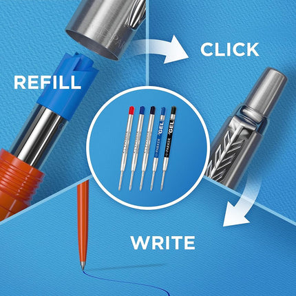 Parker Jotter Ballpoint Pen | Stainless Steel with Chrome Trim | Medium Point | Handwriting Pens & Stationery Supplies | Blue Ink | Gift Box