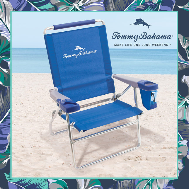 Tommy Bahama 15" Extended Height 4 Position Folding Beach Chair, Mixed