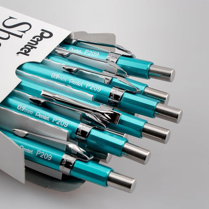 Pentel Sharp Mechanical Pencil, (0.9mm), Metallic Bluish Green Barrel, Box of 12 (P209MK)