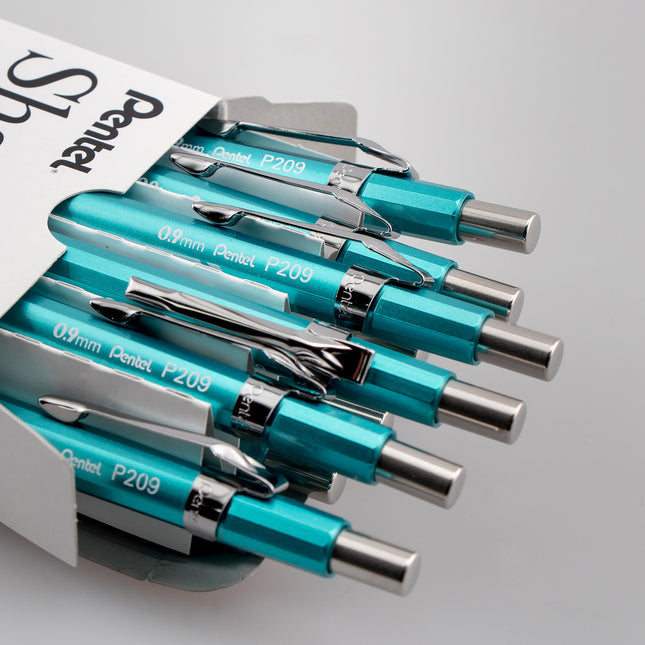 Pentel Sharp Mechanical Pencil, (0.9mm), Metallic Bluish Green Barrel, Box of 12 (P209MK)