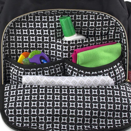 Mochila moderna de pañales acolchada y bolsa de bebé multiusos con cordón para viaje - Set de 3 piezas negro Talla: L