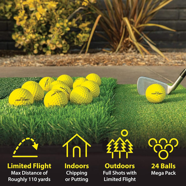 GoSports Foam Flight Practice Golf Balls 24 Pack - Yellow