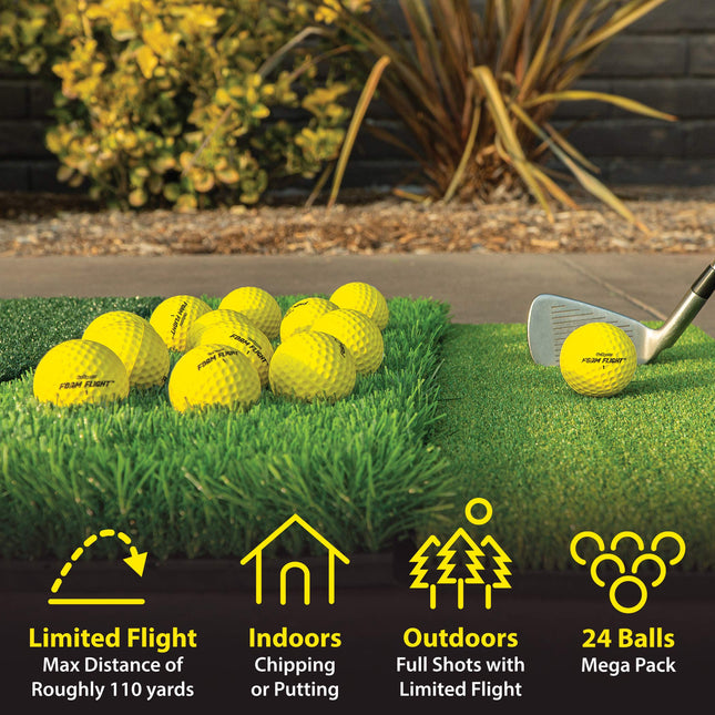 GoSports Pelotas de golf de práctica de espuma Flight, paquete de 24 unidades, color amarillo