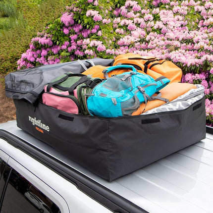 Rightline Gear 100R30 Range 3 Weatherproof Rooftop Cargo Carrier for Top of Vehicle, Attaches With or Without Roof Rack, 18 Cubic Feet, Black