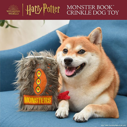 Harry Potter Monster Book Crinkle Pet Toy | Wizarding World Inspired Dog Toy | Fuzzy and Crinkly Multisensory Plush