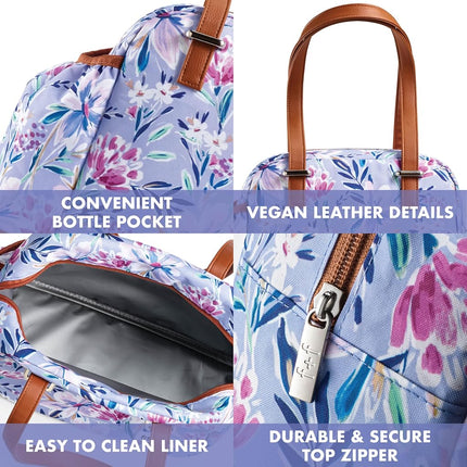 Fit+Fresh Laketown Adult Insulated Lunch Bag for Women and Men - Cute Small Lunchbox Tote in Lilac