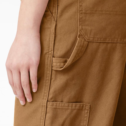 Dickies Women's Denim Bib Overall, Rinsed Brown Duck, Medium