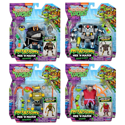Playmates Teenage Mutant Ninja Turtles Mix N Match Robots 4-Pack Bundle Toys