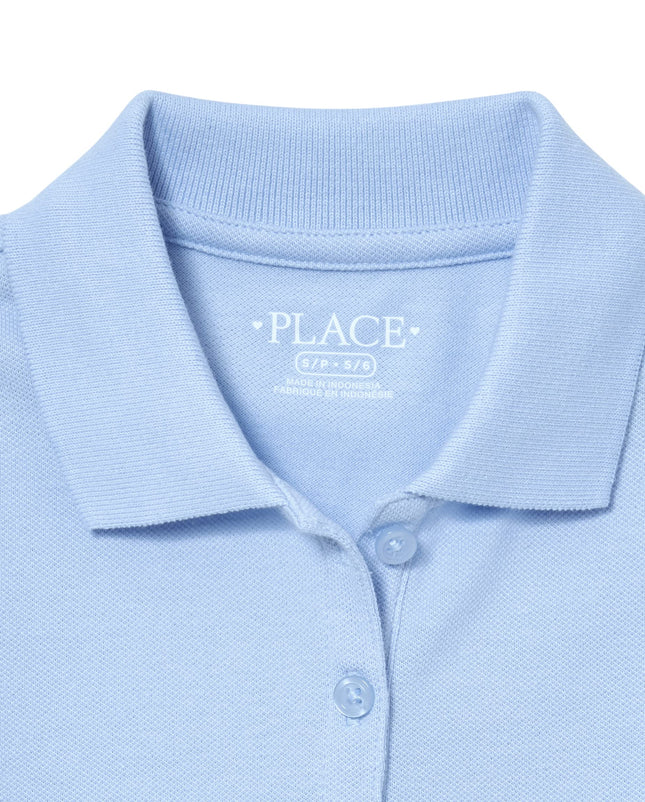 The Children's Place Girls Short Sleeve Picque Polo Dress, Lt Blue/Tidal 2 Pack, X-Large