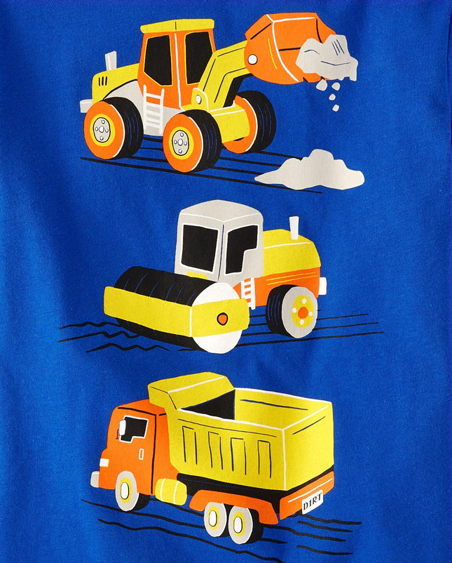 The Children's Place Baby-Boys and Toddler Vehicle Long Sleeve Graphic T-Shirts,Multipacks Camión de bomberos/Vehículos de construcción Paquete de 2 5T