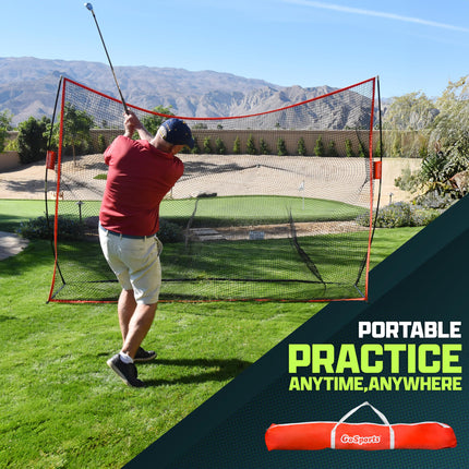 GoSports 10 ft x 7 ft Golf Practice Hitting Net - Personal Driving Range for Indoor or Outdoor Practice