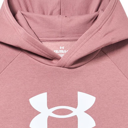 Under Armour boys Rival Fleece Big Logo Hoodie Hooded Sweatshirt, (651) Maroon Mist / / White, S