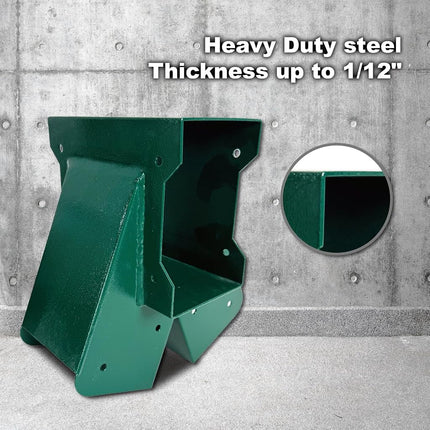 A-Frame Swing Set Brackets - DIY Swing Set Bracket for 4x4 Legs & 4x6 Beam, Installed on Wooden or Concrete Floors, Green (1 Middle Bracket +2 Bases)